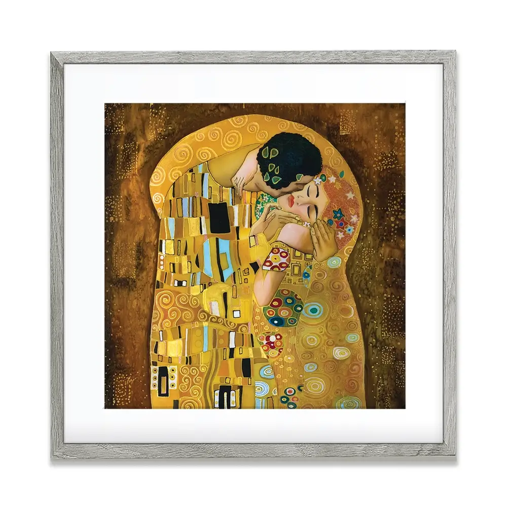 The Kiss Reimagined Square Framed Art Print The Kiss Reimagined Square Framed Art Print wall art product Liliya Kulianionak / Shutterstock