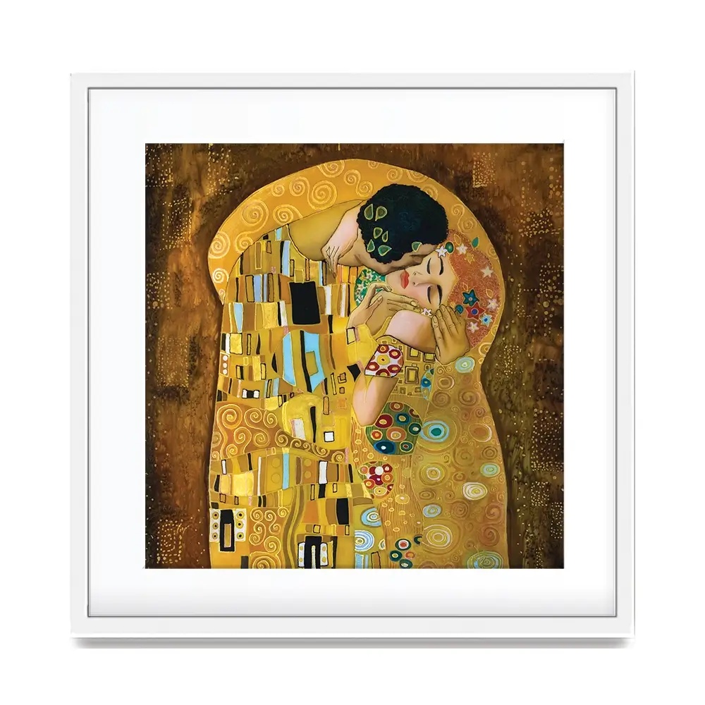The Kiss Reimagined Square Framed Art Print The Kiss Reimagined Square Framed Art Print wall art product Liliya Kulianionak / Shutterstock