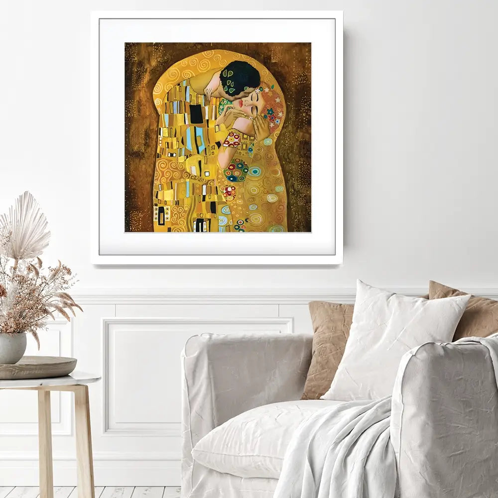The Kiss Reimagined Square Framed Art Print The Kiss Reimagined Square Framed Art Print wall art product Liliya Kulianionak / Shutterstock