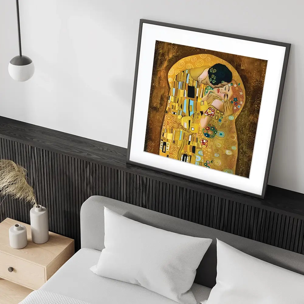 The Kiss Reimagined Square Framed Art Print The Kiss Reimagined Square Framed Art Print wall art product Liliya Kulianionak / Shutterstock