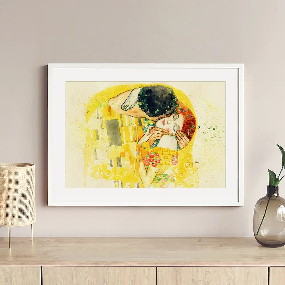 The Kiss Watercolour Framed Art Print The Kiss Watercolour Framed Art Print wall art product Anna Ismagilova / Shutterstock