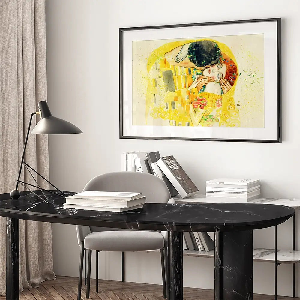 The Kiss Watercolour Framed Art Print The Kiss Watercolour Framed Art Print wall art product Anna Ismagilova / Shutterstock