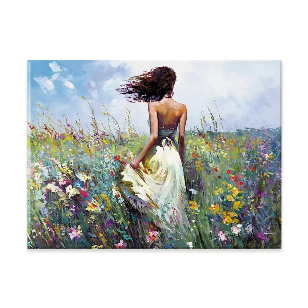 The Lady And The Wildflowers Canvas Print The Lady And The Wildflowers Canvas Print wall art product Leon Devenice