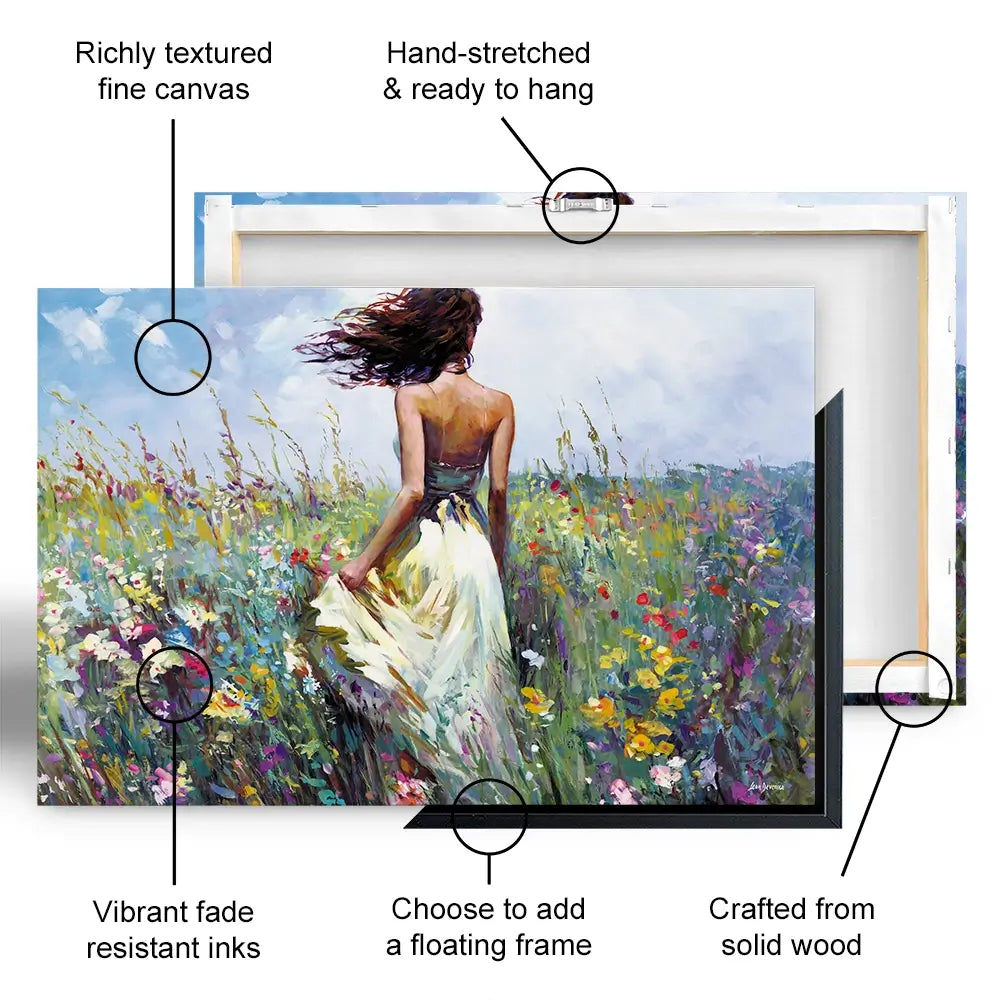 The Lady And The Wildflowers Canvas Print The Lady And The Wildflowers Canvas Print wall art product Leon Devenice