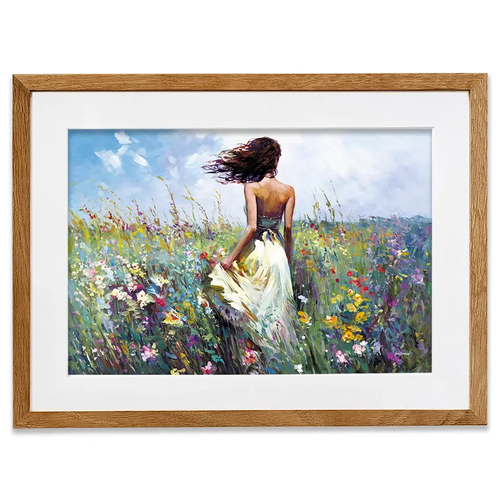 The Lady And The Wildflowers Framed Art Print The Lady And The Wildflowers Framed Art Print wall art product Leon Devenice
