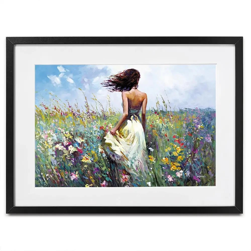 The Lady And The Wildflowers Framed Art Print The Lady And The Wildflowers Framed Art Print wall art product Leon Devenice
