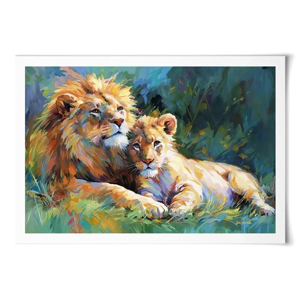 The Lions Embrace Art Print The Lions Embrace Art Print wall art product Leon Devenice
