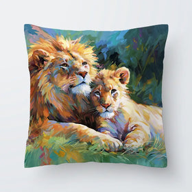 The Lions Embrace Cushion The Lions Embrace Cushion wall art product Art Print Shop