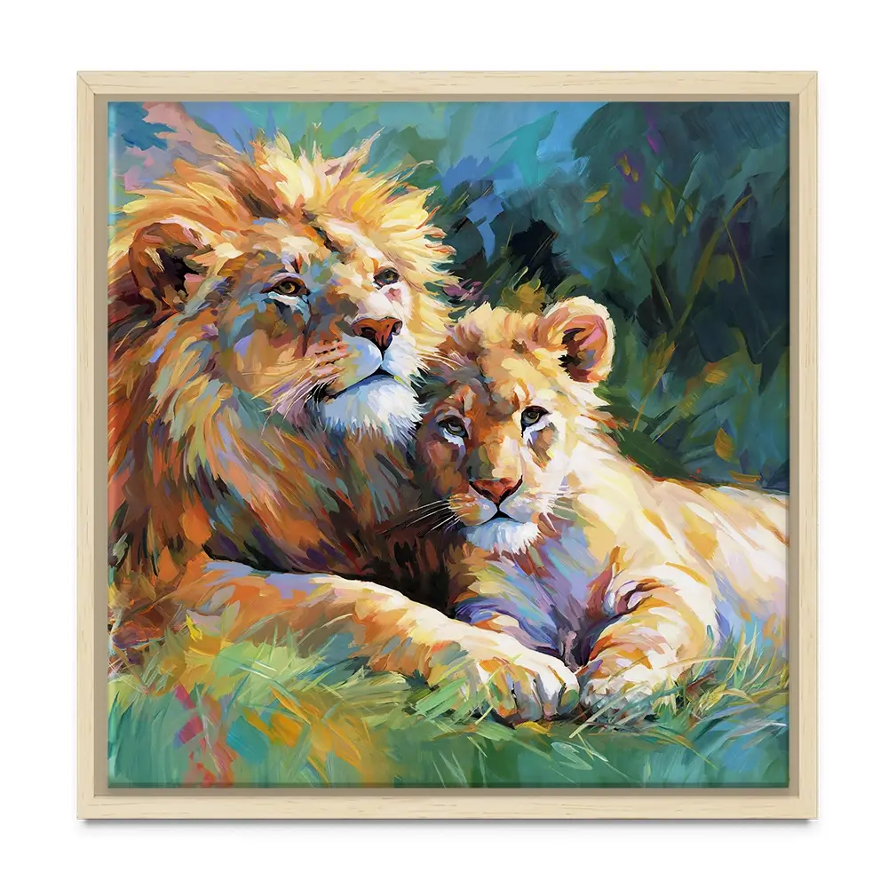 The Lions Embrace Square Canvas Print The Lions Embrace Square Canvas Print wall art product Art Print Shop