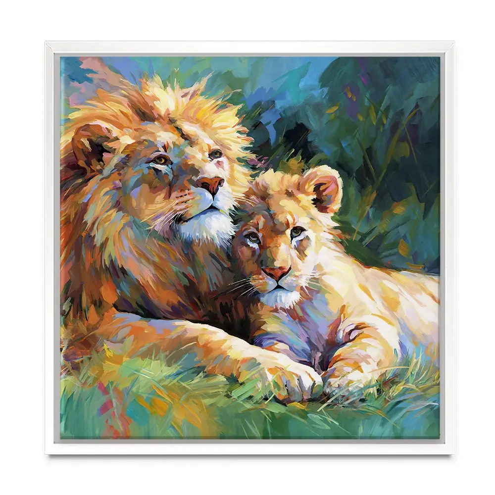 The Lions Embrace Square Canvas Print The Lions Embrace Square Canvas Print wall art product Art Print Shop