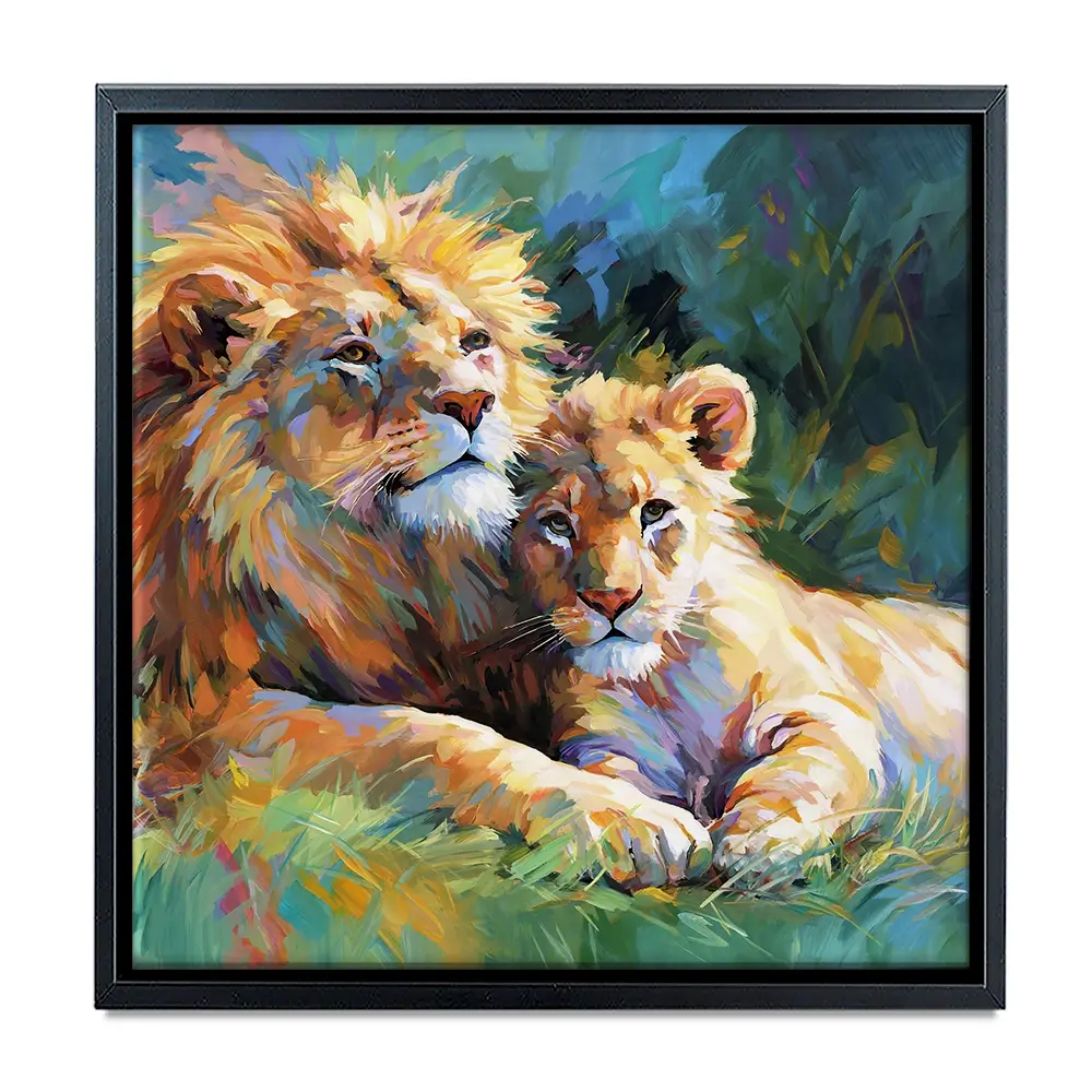 The Lions Embrace Square Canvas Print The Lions Embrace Square Canvas Print wall art product Art Print Shop