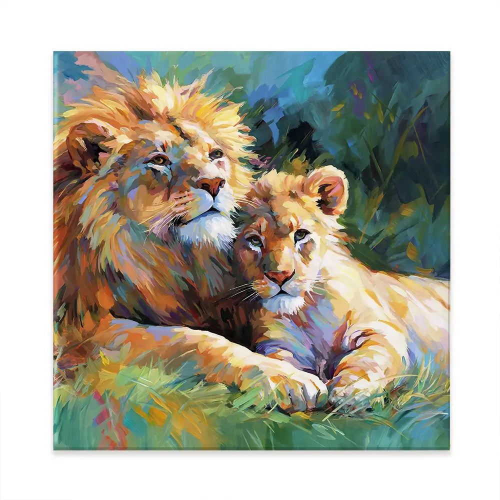 The Lions Embrace Square Canvas Print The Lions Embrace Square Canvas Print wall art product Art Print Shop