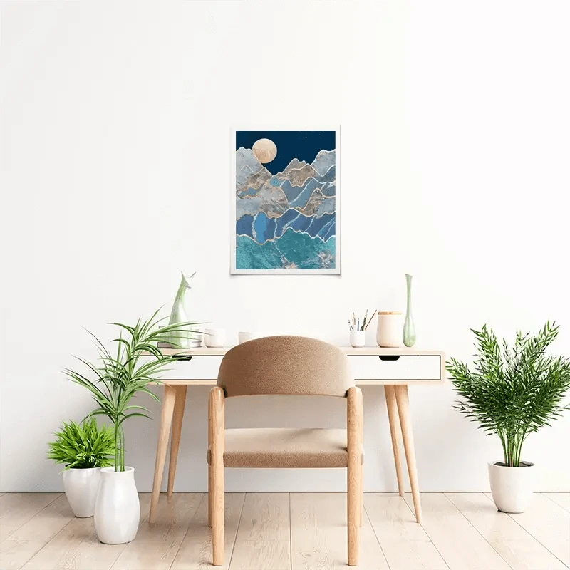 The Moon And The Mountains Art Print The Moon And The Mountains Art Print wall art product Sarah Manovski
