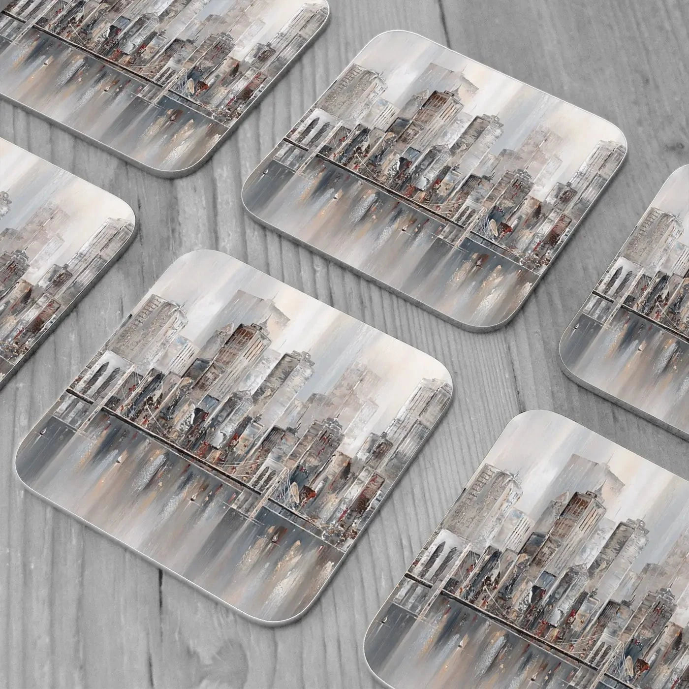 The New York Skyline Coaster Set Rainbow Soul Tree Coaster Set | Rainbow Soul Tree Art Coasters wall art product Isabella Karolewicz