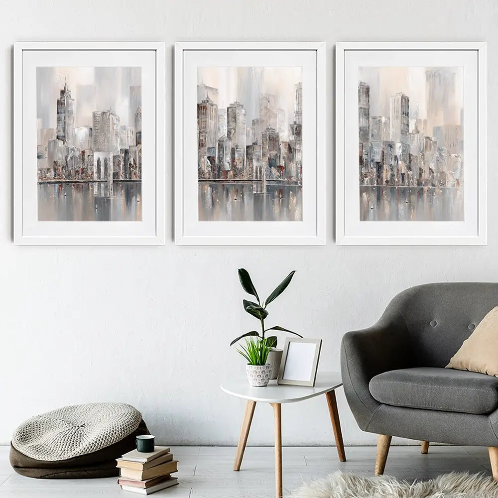 The New York Skyline Framed Art Print Trio The New York Skyline Framed Art Print Trio wall art product Isabella Karolewicz