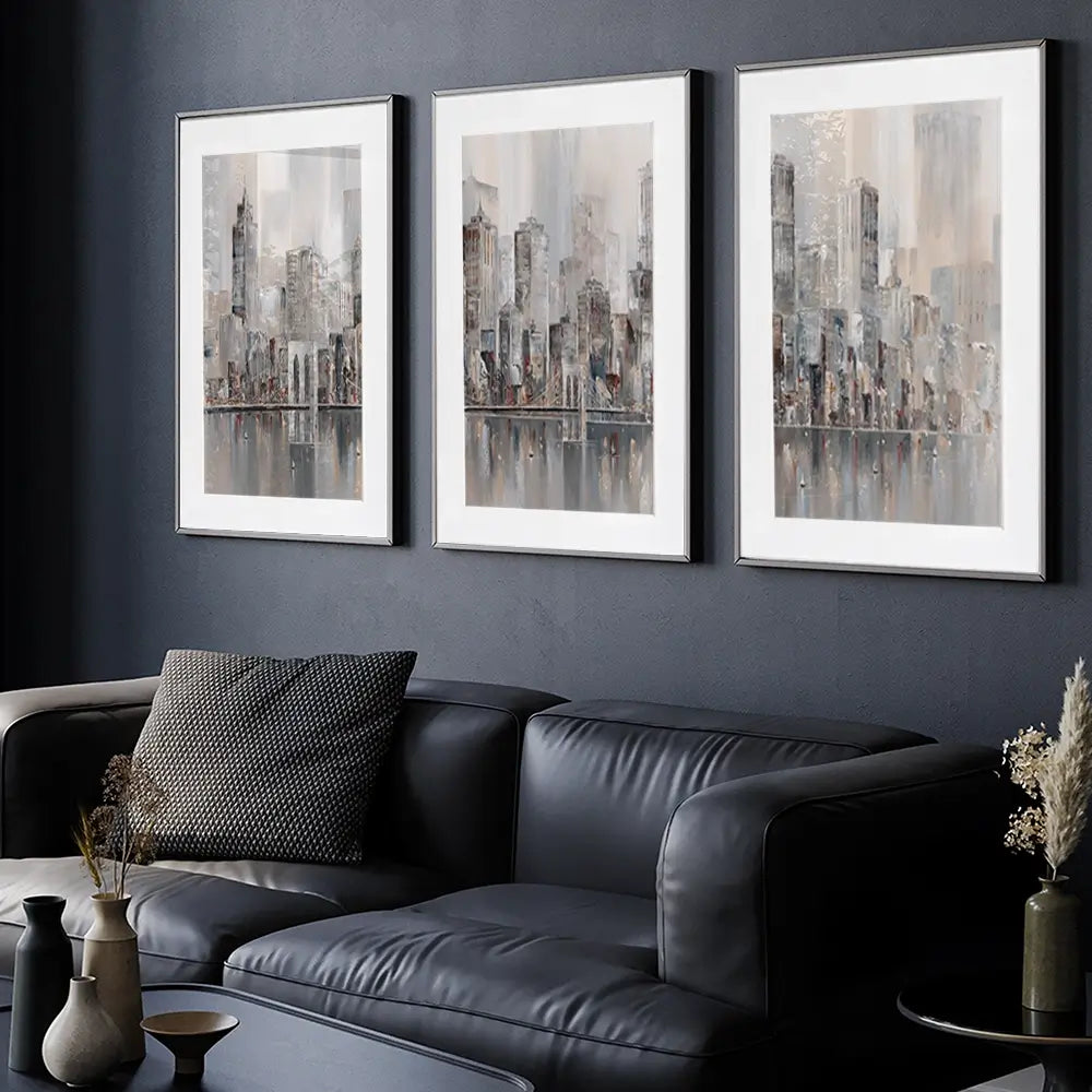 The New York Skyline Framed Art Print Trio The New York Skyline Framed Art Print Trio wall art product Isabella Karolewicz