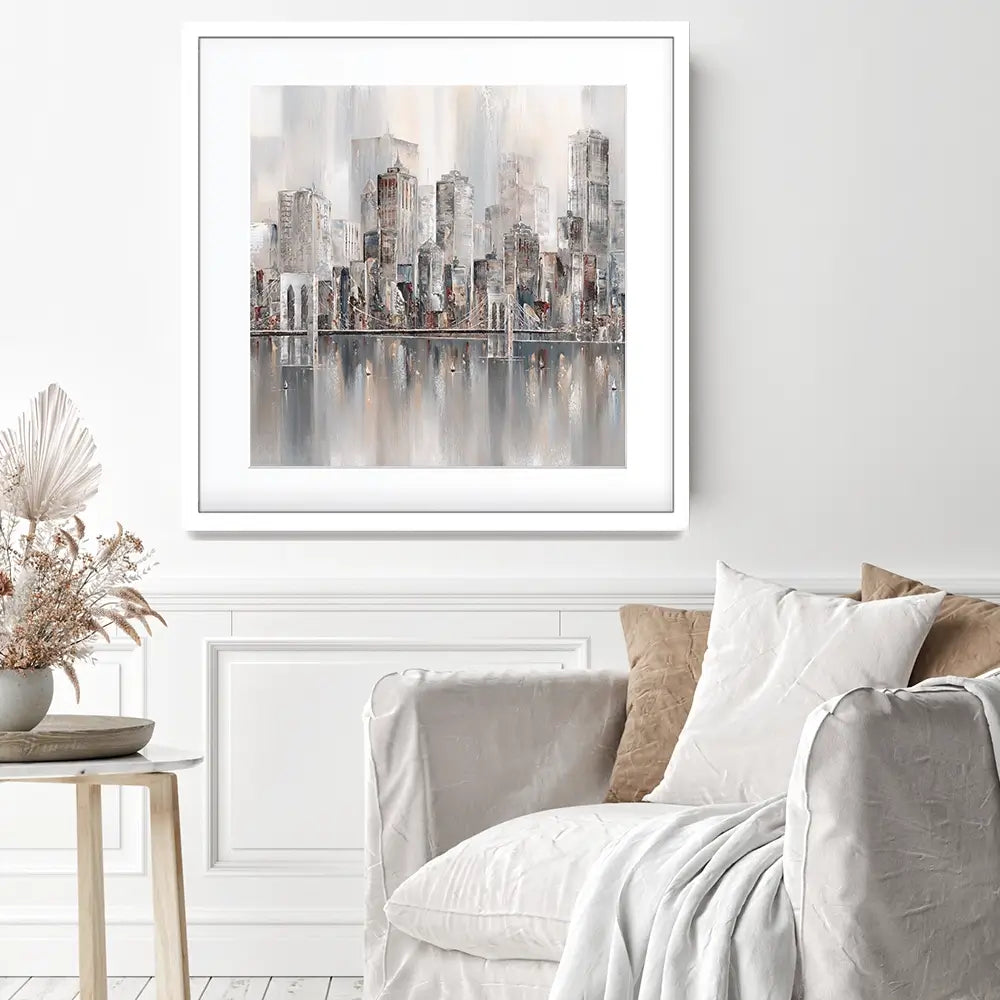 The New York Skyline Square Framed Art Print The New York Skyline Square Framed Art Print wall art product Isabella Karolewicz