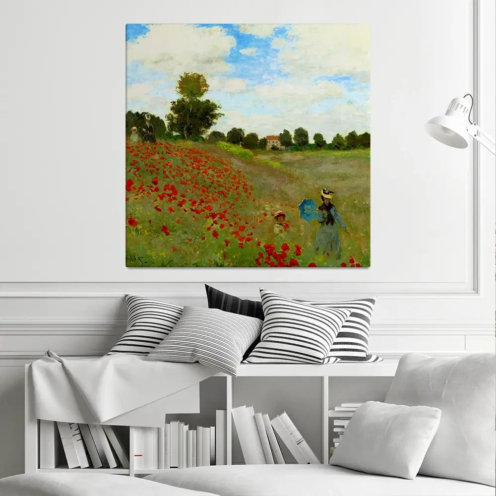 The Poppy Field Square Canvas Print The Poppy Field Square Canvas Print wall art product Art Print Shop