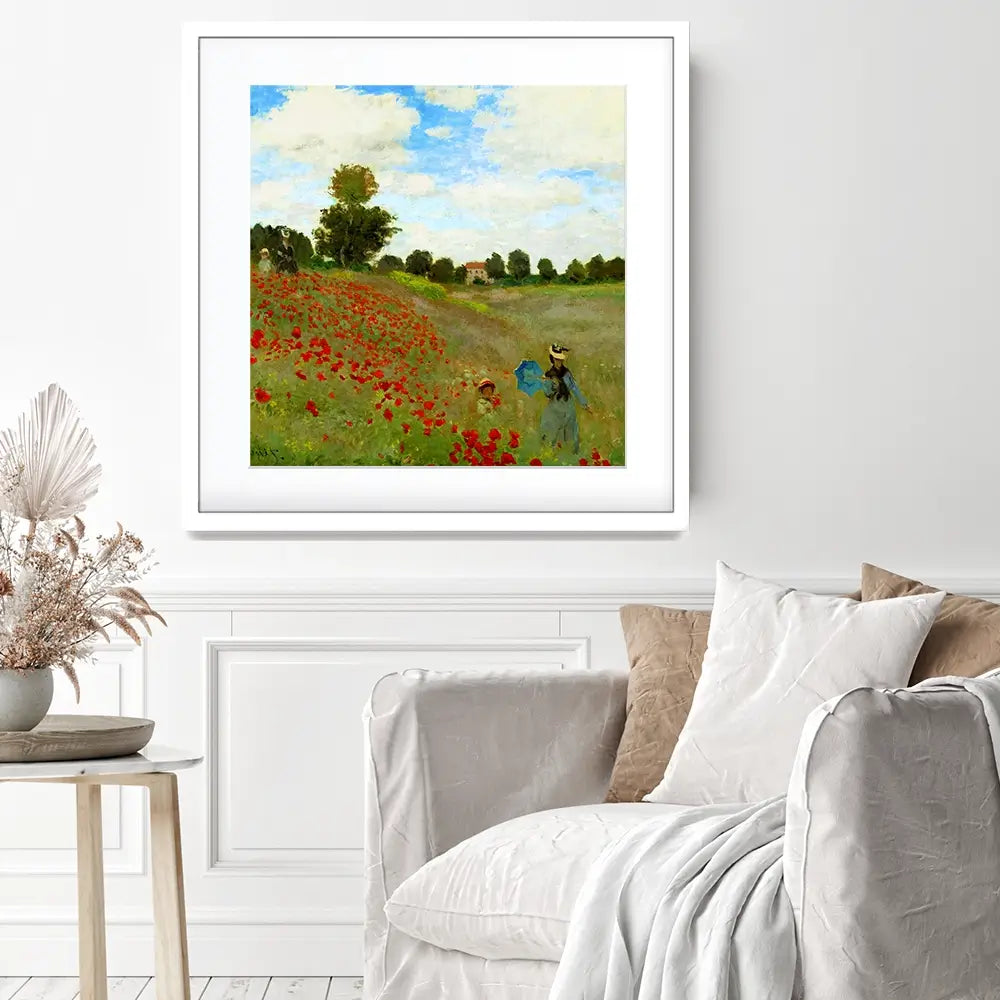 The Poppy Field Square Framed Art Print The Poppy Field Square Framed Art Print wall art product Art Print Shop