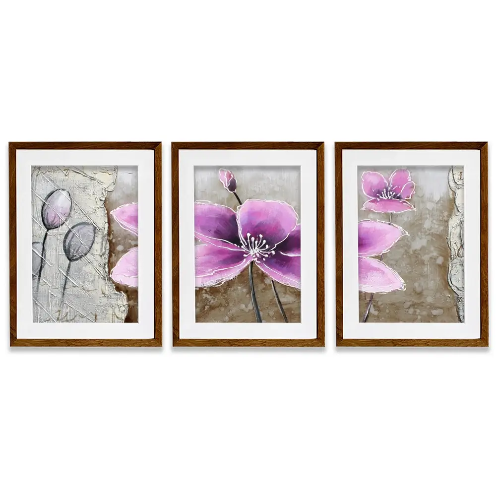 The Purple Pink Toned Flower Framed Art Print Trio The Purple Pink Toned Flower Framed Art Print Trio wall art product Art Print Shop