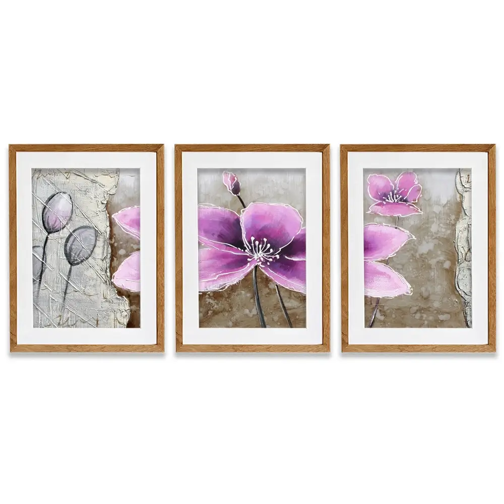 The Purple Pink Toned Flower Framed Art Print Trio The Purple Pink Toned Flower Framed Art Print Trio wall art product Art Print Shop
