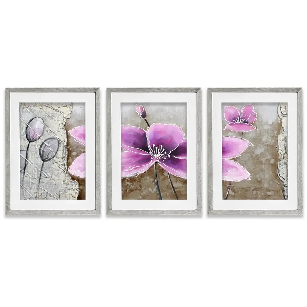 The Purple Pink Toned Flower Framed Art Print Trio The Purple Pink Toned Flower Framed Art Print Trio wall art product Art Print Shop