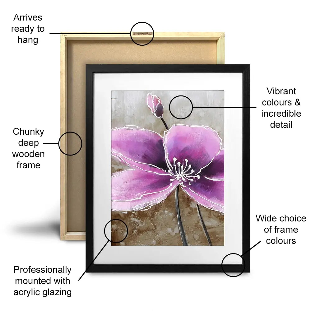 The Purple Pink Toned Flower Framed Art Print Trio The Purple Pink Toned Flower Framed Art Print Trio wall art product Art Print Shop