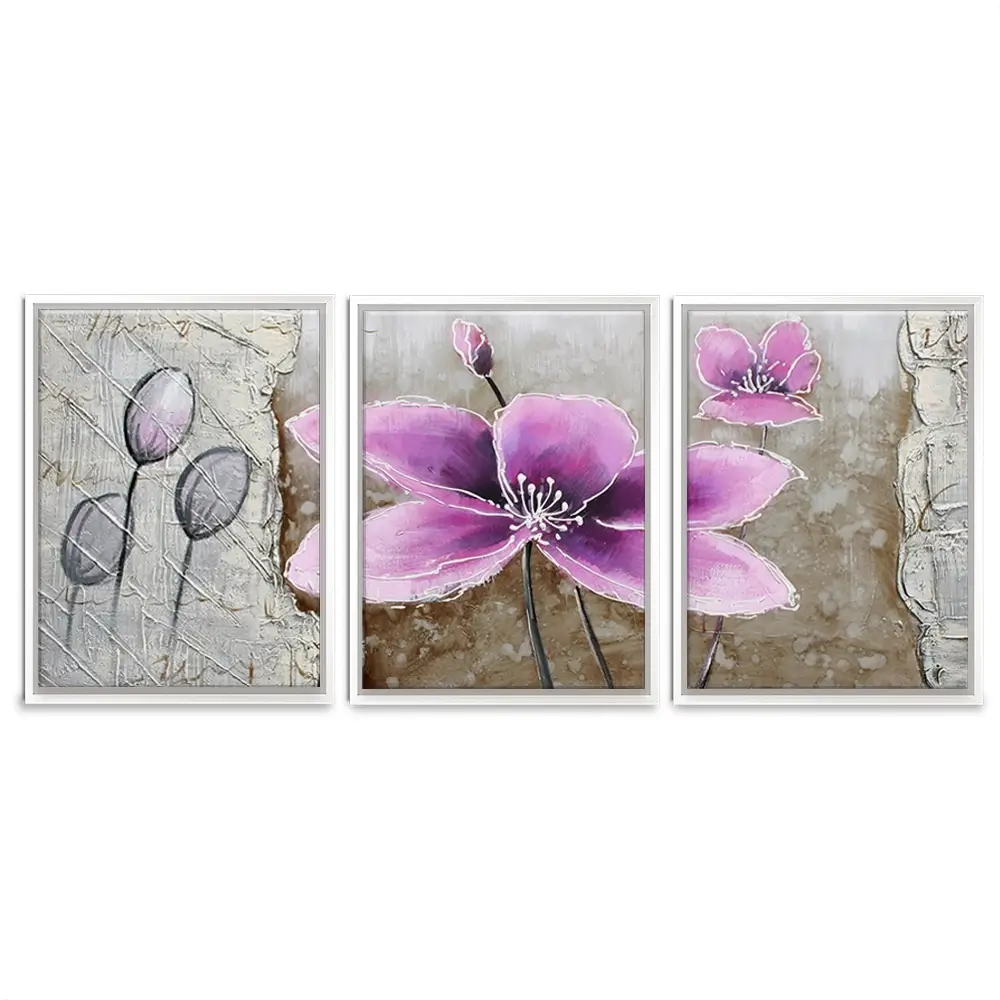 The Purple Pink Toned Flower Trio Canvas Print The Purple Pink Toned Flower Trio Canvas Print wall art product JS CHENYU ARTS / Shutterstock