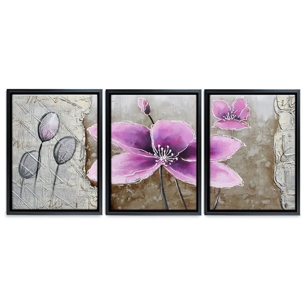 The Purple Pink Toned Flower Trio Canvas Print The Purple Pink Toned Flower Trio Canvas Print wall art product JS CHENYU ARTS / Shutterstock