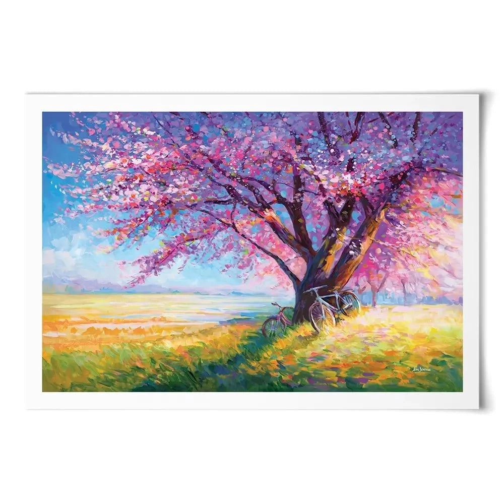The Sweet Romance Of Cherry Blossom Trees Art Print The Sweet Romance Of Cherry Blossom Trees Art Print wall art product Leon Devenice