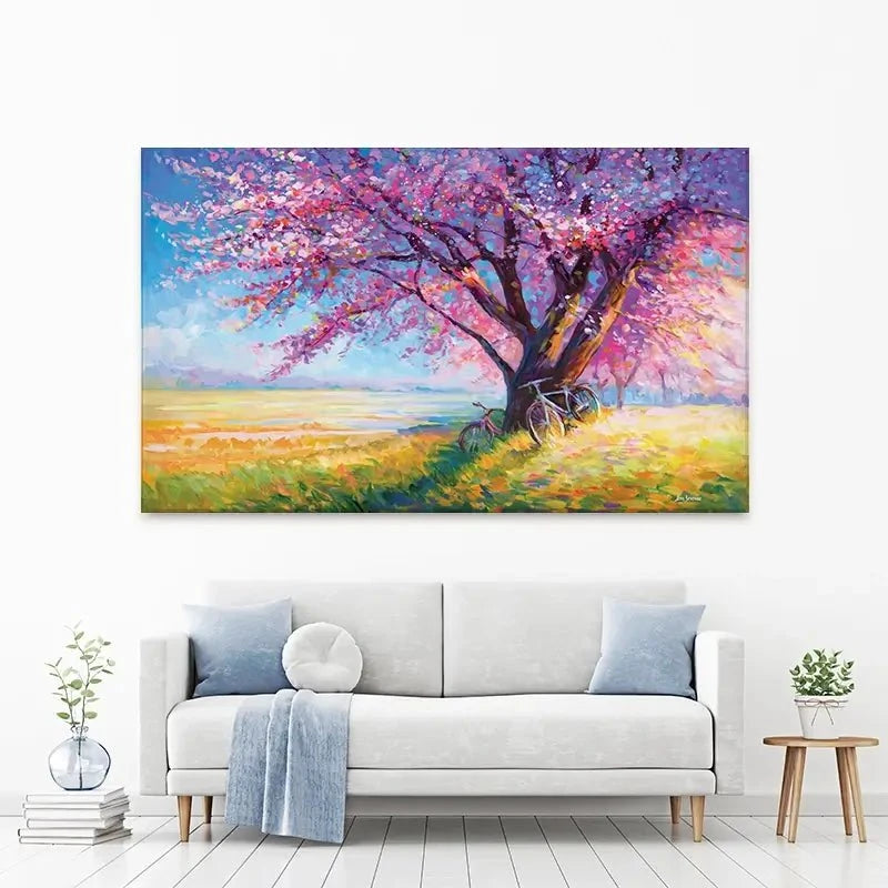 The Sweet Romance Of Cherry Blossom Trees Canvas Print The Sweet Romance Of Cherry Blossom Trees Canvas Print wall art product Leon Devenice