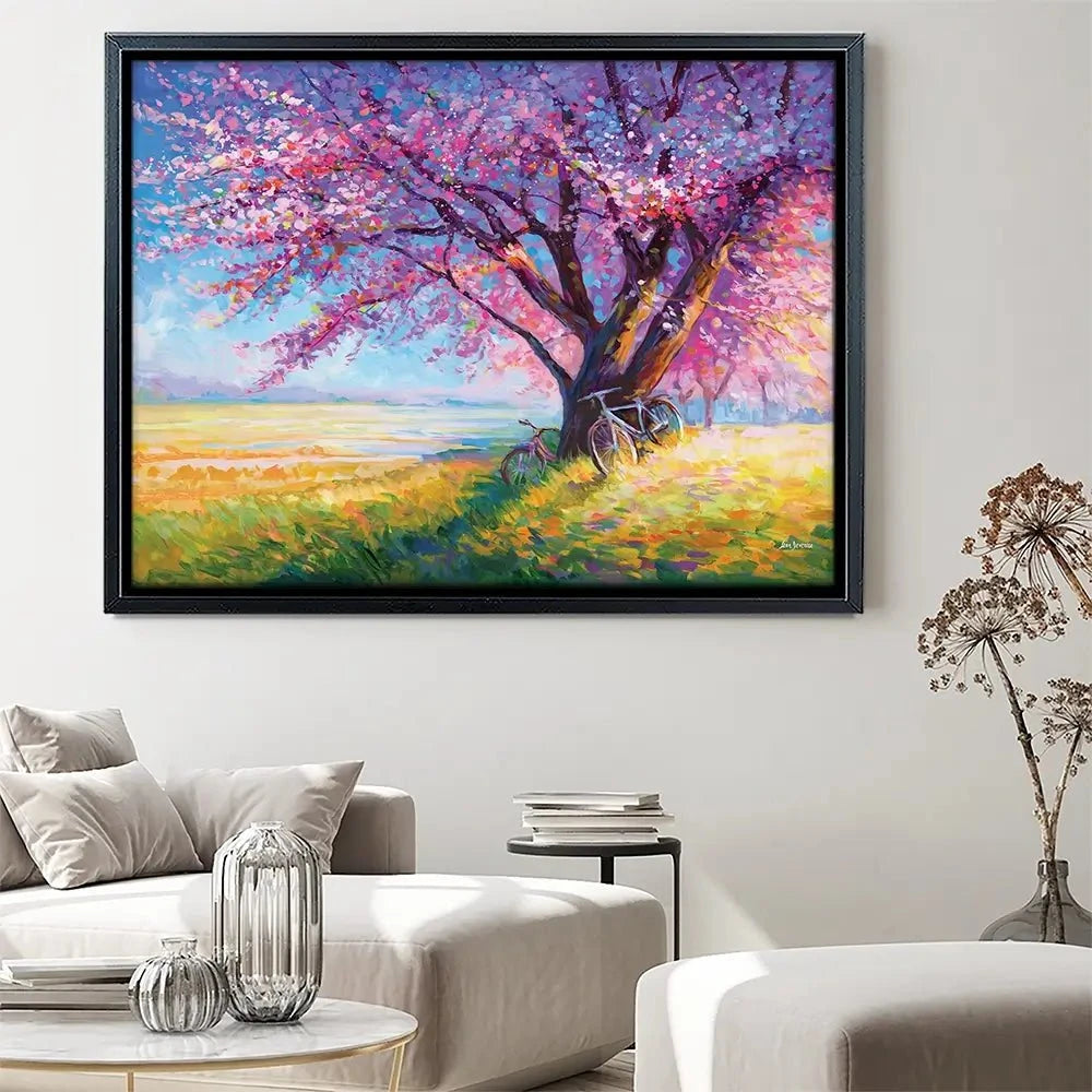 The Sweet Romance Of Cherry Blossom Trees Canvas Print The Sweet Romance Of Cherry Blossom Trees Canvas Print wall art product Leon Devenice