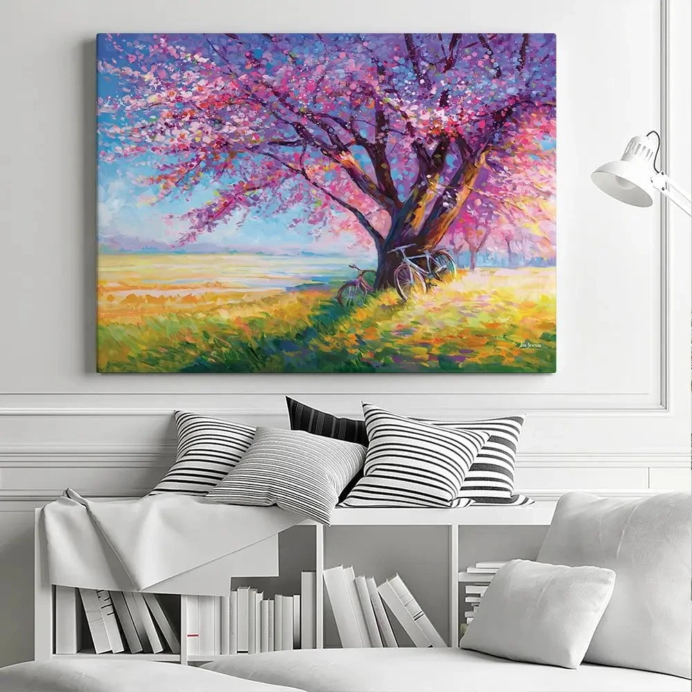 The Sweet Romance Of Cherry Blossom Trees Canvas Print The Sweet Romance Of Cherry Blossom Trees Canvas Print wall art product Leon Devenice