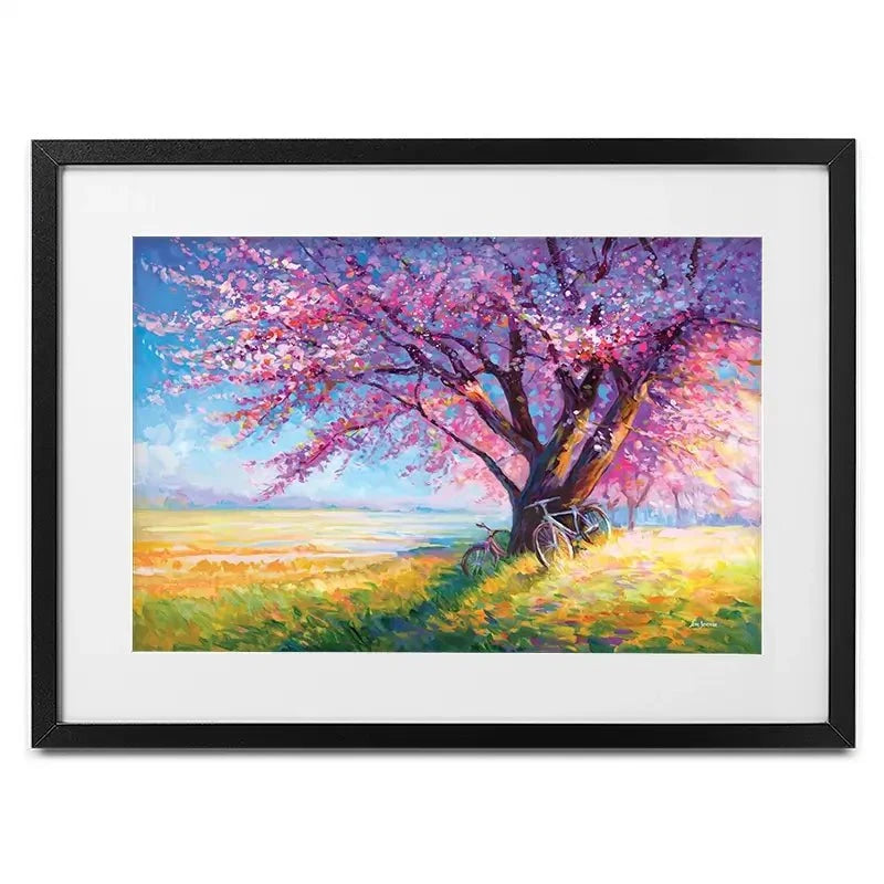 The Sweet Romance Of Cherry Blossom Trees Framed Art Print The Sweet Romance Of Cherry Blossom Trees Framed Art Print wall art product Leon Devenice