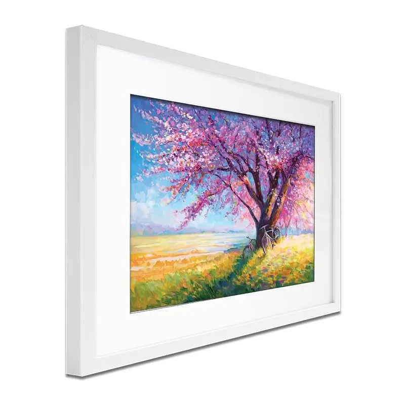 The Sweet Romance Of Cherry Blossom Trees Framed Art Print The Sweet Romance Of Cherry Blossom Trees Framed Art Print wall art product Leon Devenice