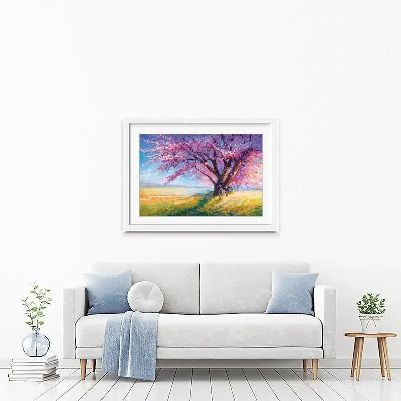 The Sweet Romance Of Cherry Blossom Trees Framed Art Print The Sweet Romance Of Cherry Blossom Trees Framed Art Print wall art product Leon Devenice