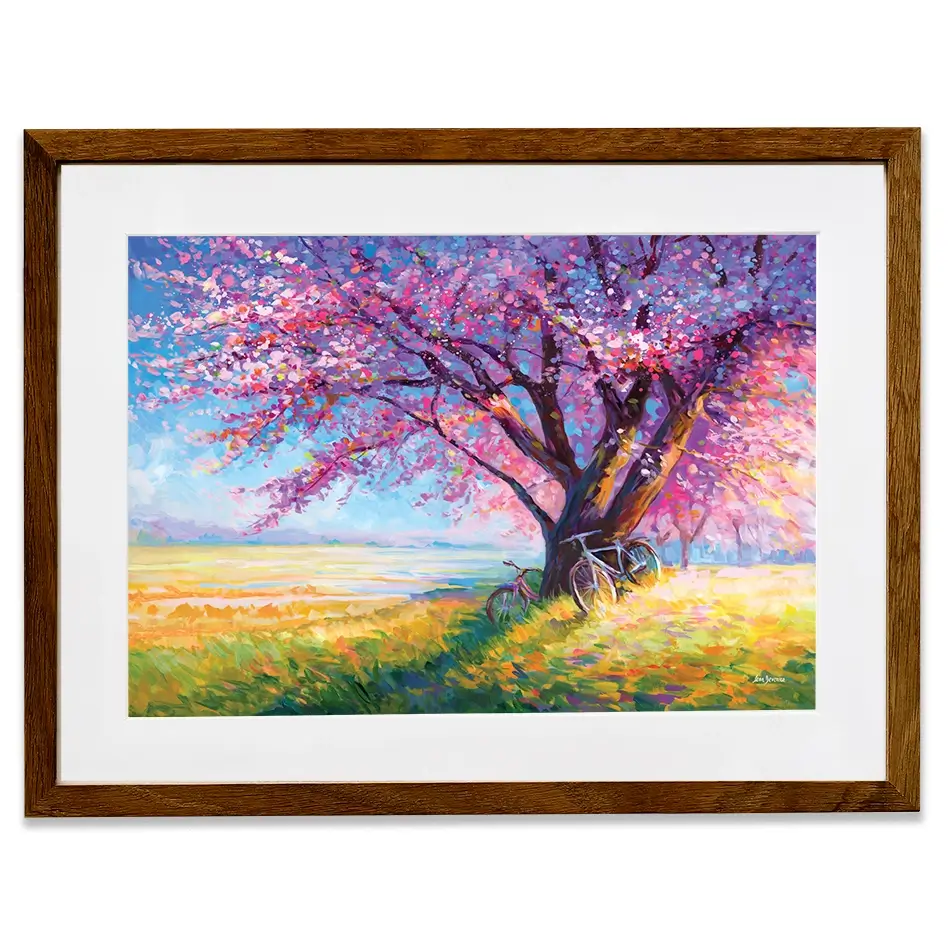 The Sweet Romance Of Cherry Blossom Trees Framed Art Print The Sweet Romance Of Cherry Blossom Trees Framed Art Print wall art product Leon Devenice