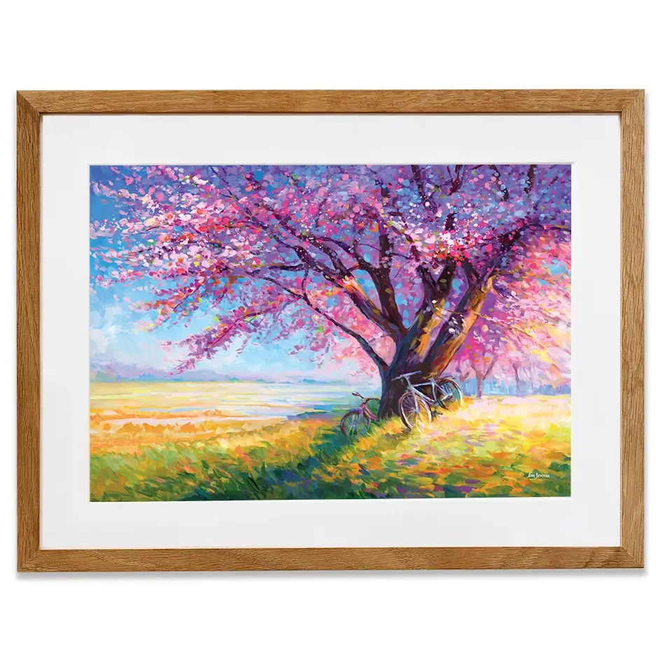 The Sweet Romance Of Cherry Blossom Trees Framed Art Print The Sweet Romance Of Cherry Blossom Trees Framed Art Print wall art product Leon Devenice
