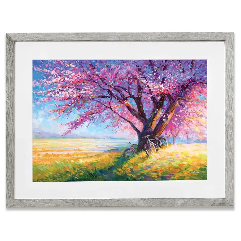 The Sweet Romance Of Cherry Blossom Trees Framed Art Print The Sweet Romance Of Cherry Blossom Trees Framed Art Print wall art product Leon Devenice