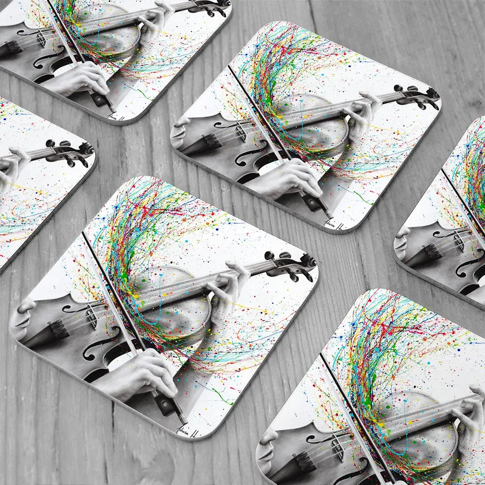 The Violin Solo Coaster Set Rainbow Soul Tree Coaster Set | Rainbow Soul Tree Art Coasters wall art product Ashvin Harrison