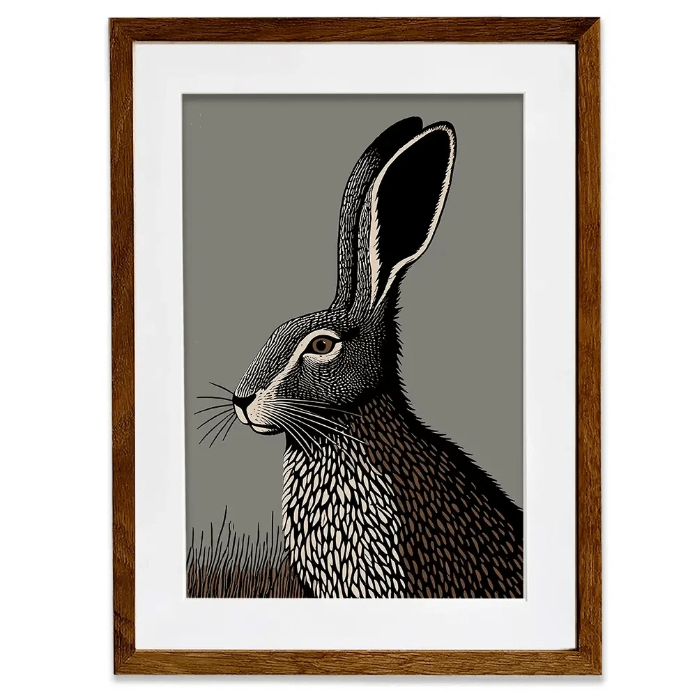 The Watchful Hare Framed Art Print The Watchful Hare Framed Art Print wall art product P & M Print Gallery