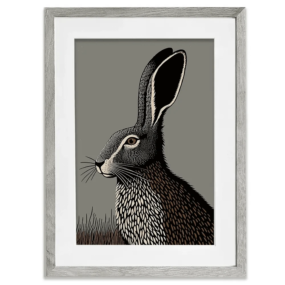 The Watchful Hare Framed Art Print The Watchful Hare Framed Art Print wall art product P & M Print Gallery