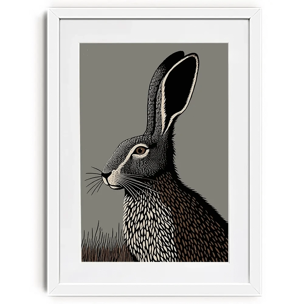The Watchful Hare Framed Art Print The Watchful Hare Framed Art Print wall art product P & M Print Gallery