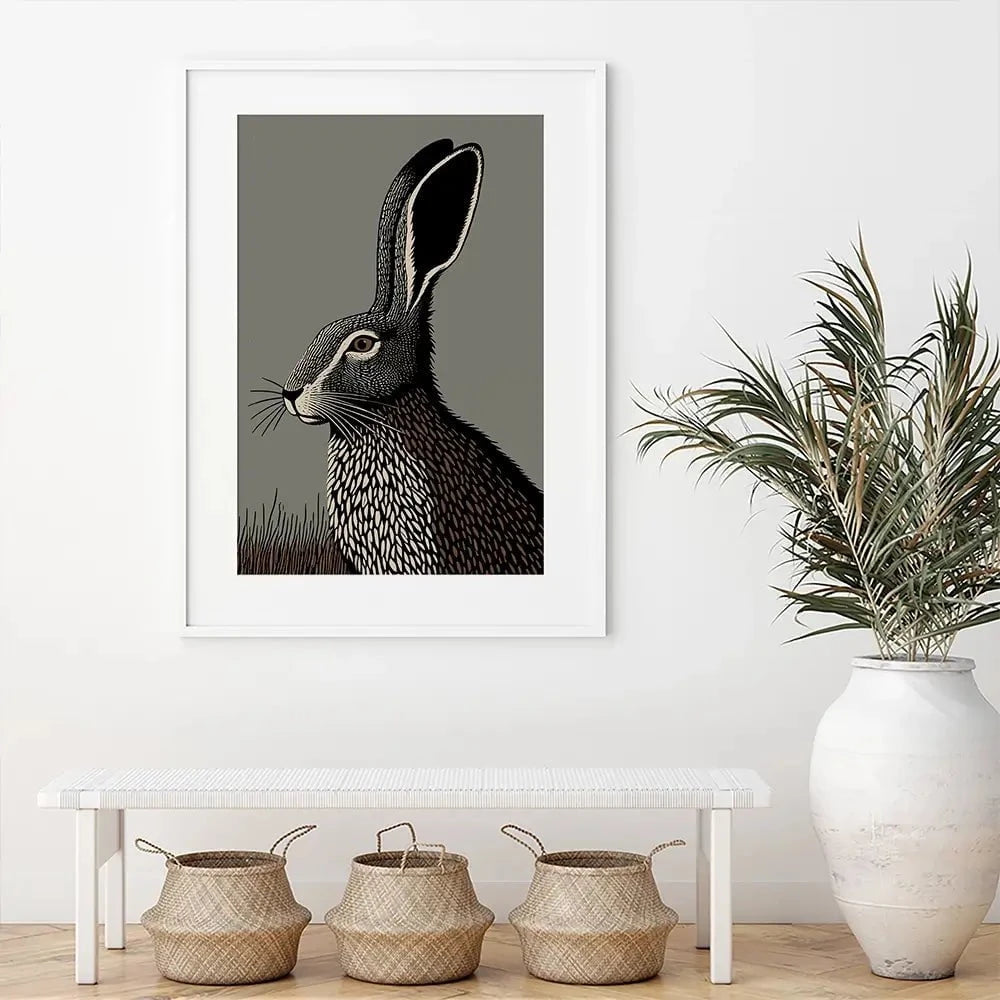 The Watchful Hare Framed Art Print The Watchful Hare Framed Art Print wall art product P & M Print Gallery