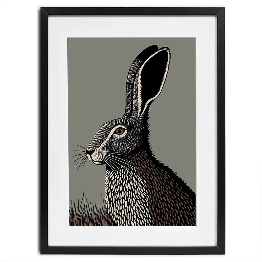 The Watchful Hare Framed Art Print The Watchful Hare Framed Art Print wall art product P & M Print Gallery