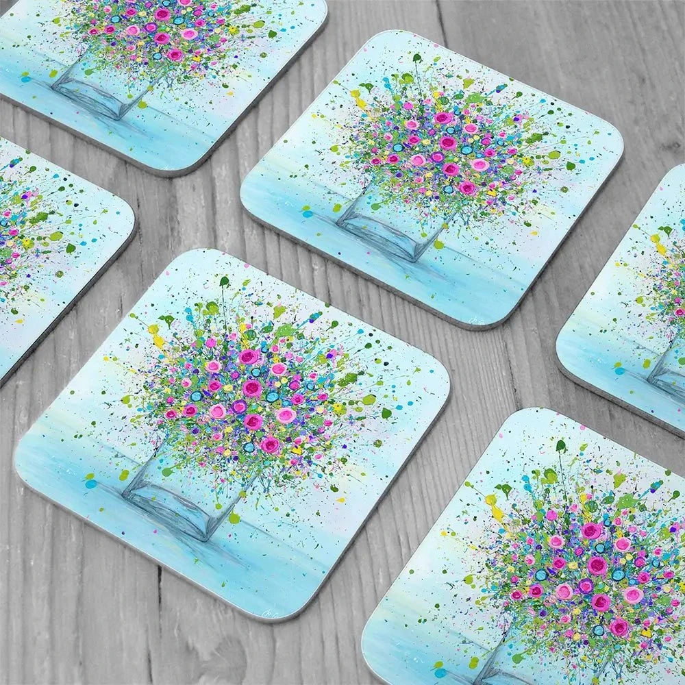 Thoughts Of You Coaster Set Rainbow Soul Tree Coaster Set | Rainbow Soul Tree Art Coasters wall art product Jo Gough