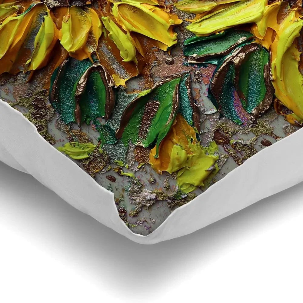 Three Happy Sunflowers Cushion Three Happy Sunflowers Cushion wall art product Nada Khatib