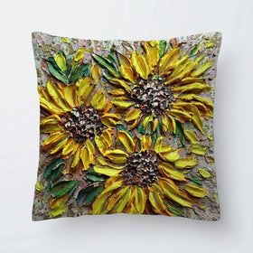 Three Happy Sunflowers Cushion Three Happy Sunflowers Cushion wall art product Nada Khatib