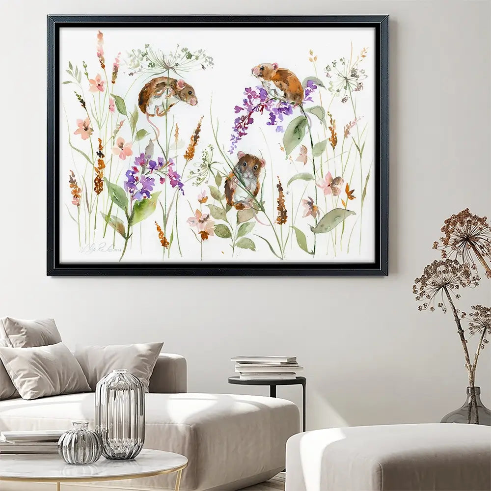 Three Mice Canvas Print Three Mice Canvas Print wall art product Nicola Jane Rowles