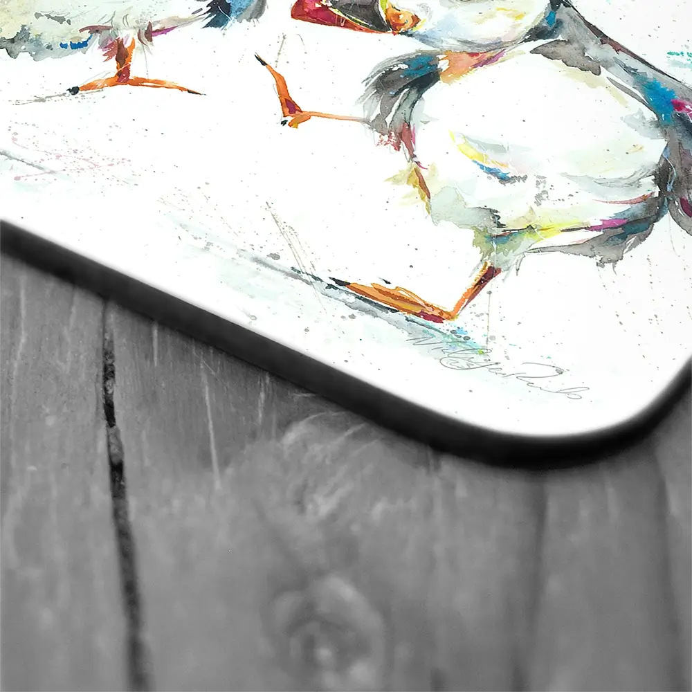 Three Puffins Coaster Set Three Puffins Coaster Set wall art product Nicola Jane Rowles